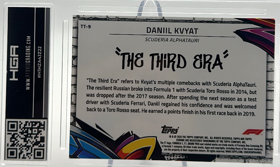 2020 Topps Chrome F1 - Daniil Kvyat TT-9 - Track Tags - HGA 9.5
