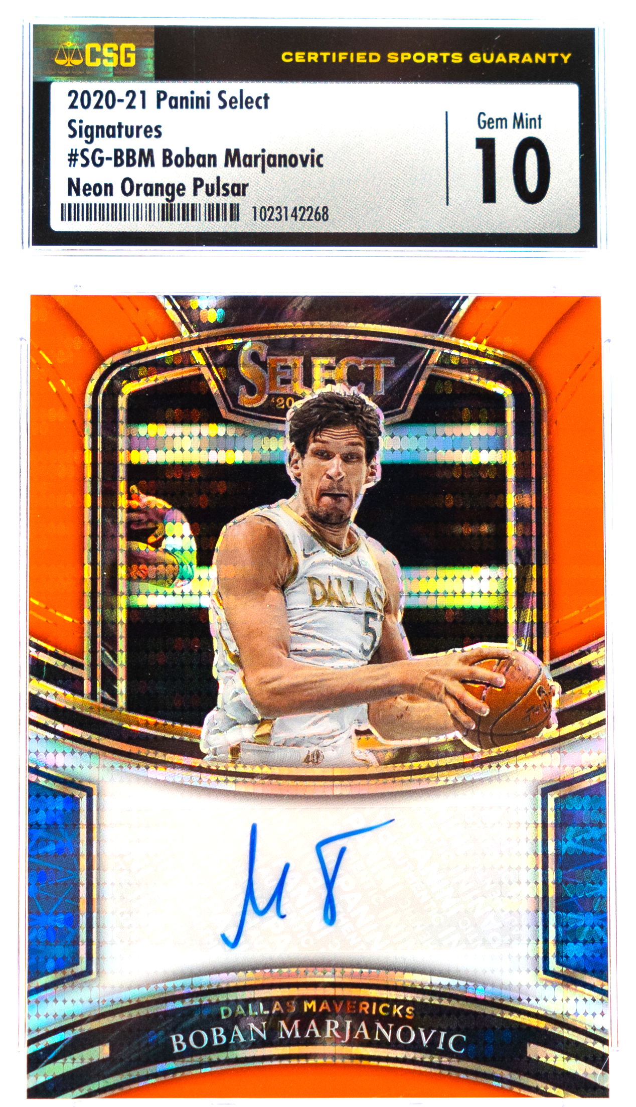 2020-21 Panini Select - Boban Marjanovic SG-BBM - Neon Orange Pulsar /30 - CSG CGC 10 / 10