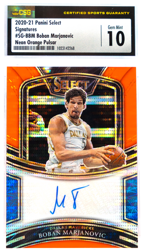 2020-21 Panini Select - Boban Marjanovic SG-BBM - Neon Orange Pulsar /30 - CSG CGC 10 / 10
