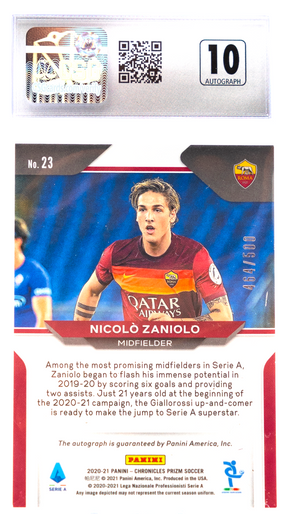 2020-21 Panini Chronicles - Nicolo Zaniolo 23 - Auto /500 - CSG CGC 10