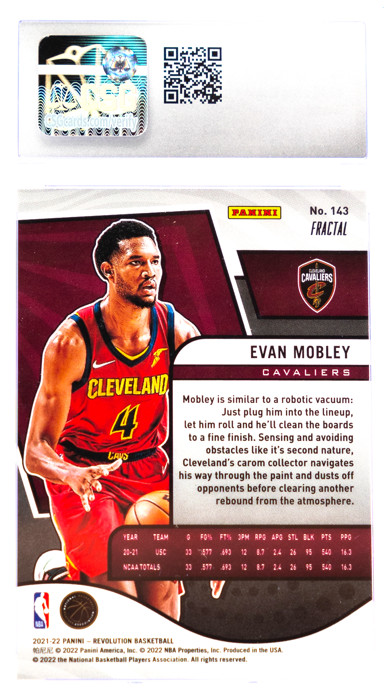 2021-22 Panini Revolution - Evan Mobley 143 - Fractal - CSG 10