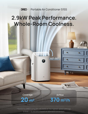 DREO 10000 BTU Portable Air Conditioner, 3-in-1 Cool/Fan/Dry Quiet AC Unit for Bedroom/Office, Smart App/Voice/Remote Control