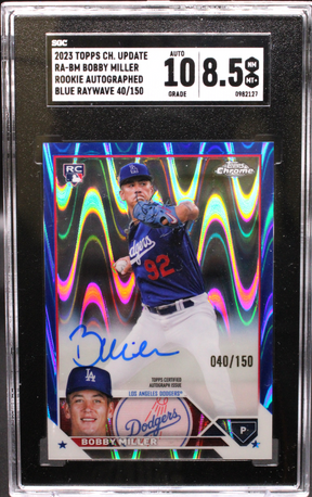 2023 Topps Chrome Update - Bobby Miller RA-BM  - Blue Raywave Auto /150  - SGC 8.5 / 10