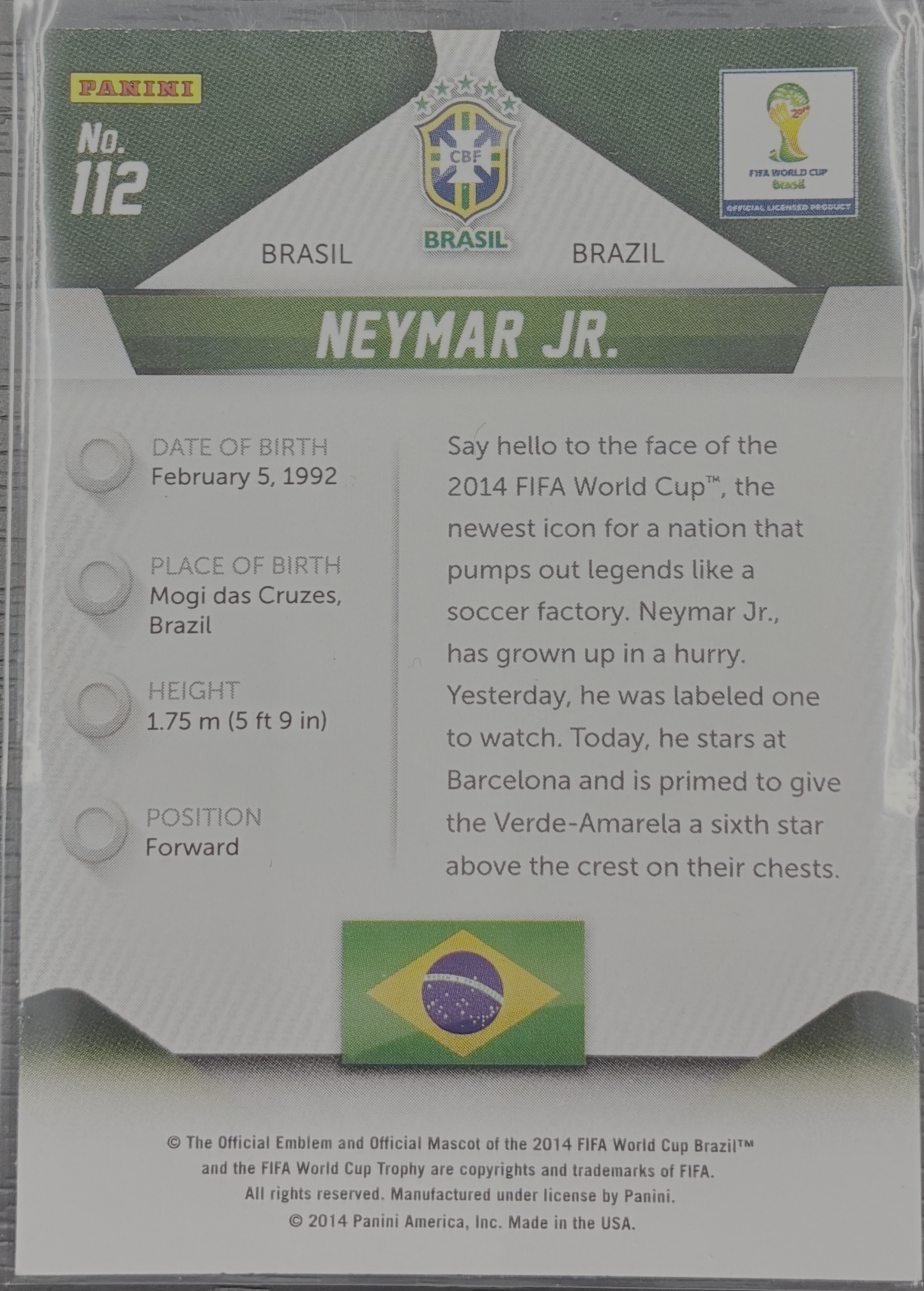 2014 Panini Prizm FIFA World Cup - Neymar Jr #112