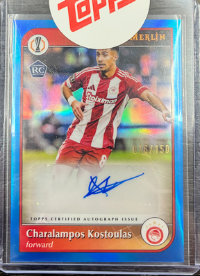 2024-25 Topps Merlin UEFA Club Competitions - Charalampos Kostoulas - Blue Rookie Autograph 076/150