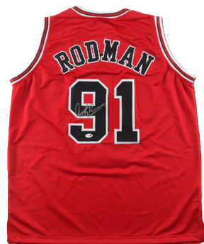 Dennis Rodman (HOF)  Signed Autographed Red Custom Jersey (JSA COA)