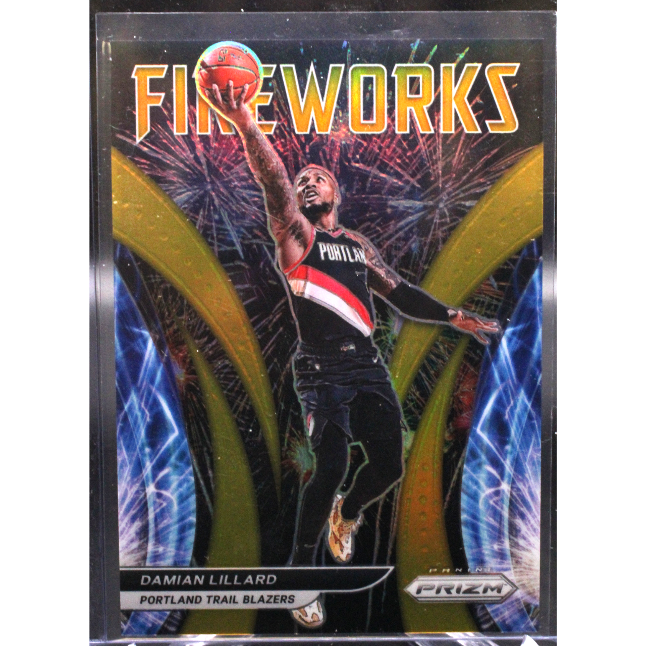 2021 Panini Prizm Basketball - Damian Lillard 11 - Fire Works Gold /10