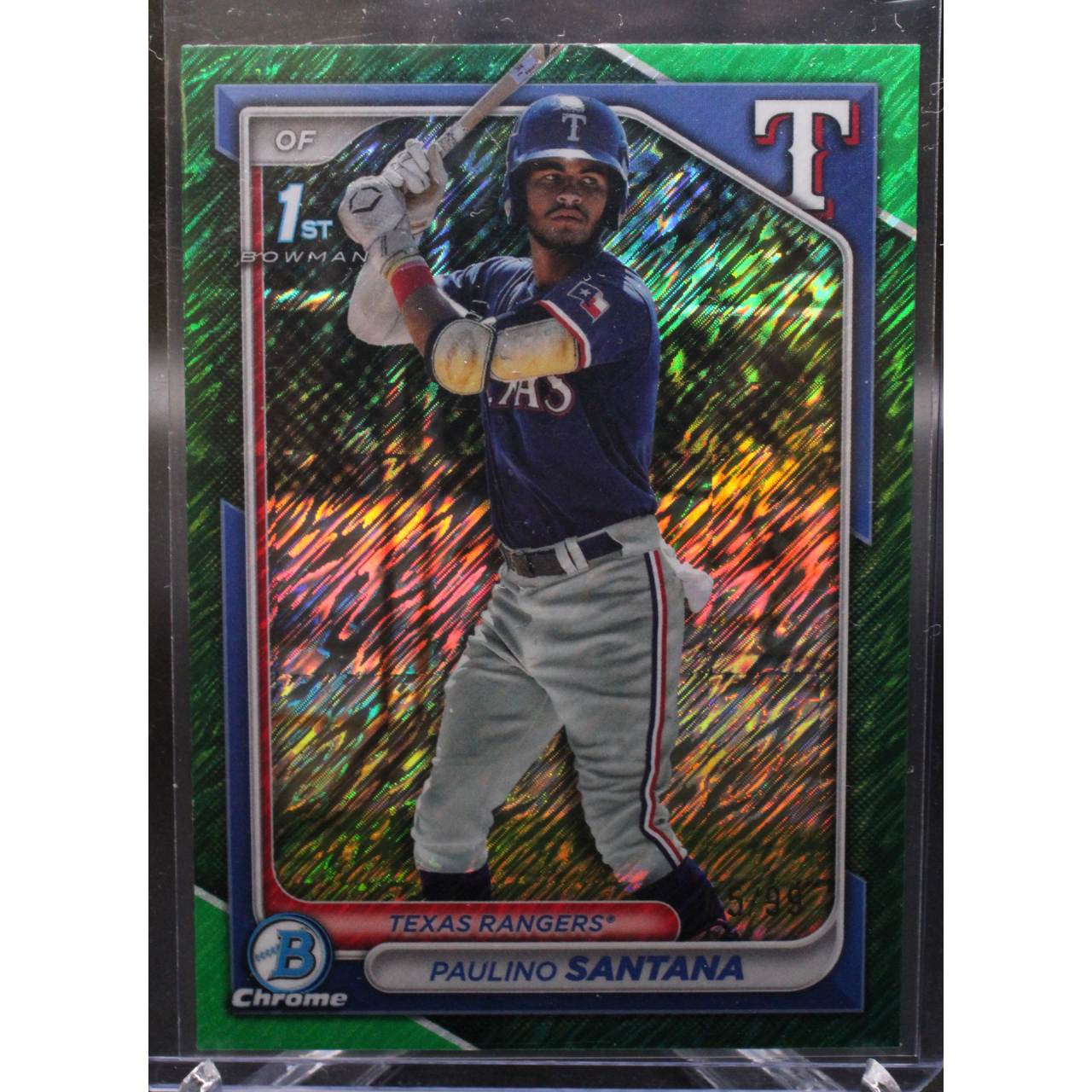 2024 Topps Bowman Chrome Baseball - Paulino Santana BCP-245 - 1st Bowman Green Shimmer /99