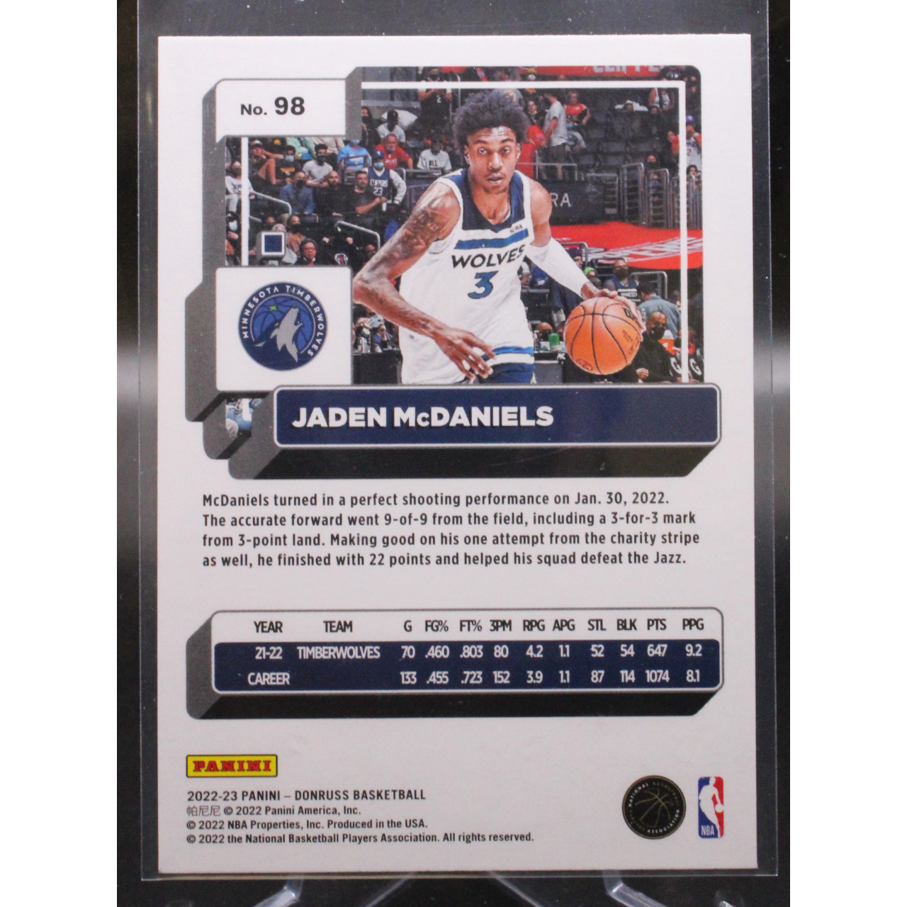 2022 Panini Donruss - Jaden McDaniels 98 - Dragon SP
