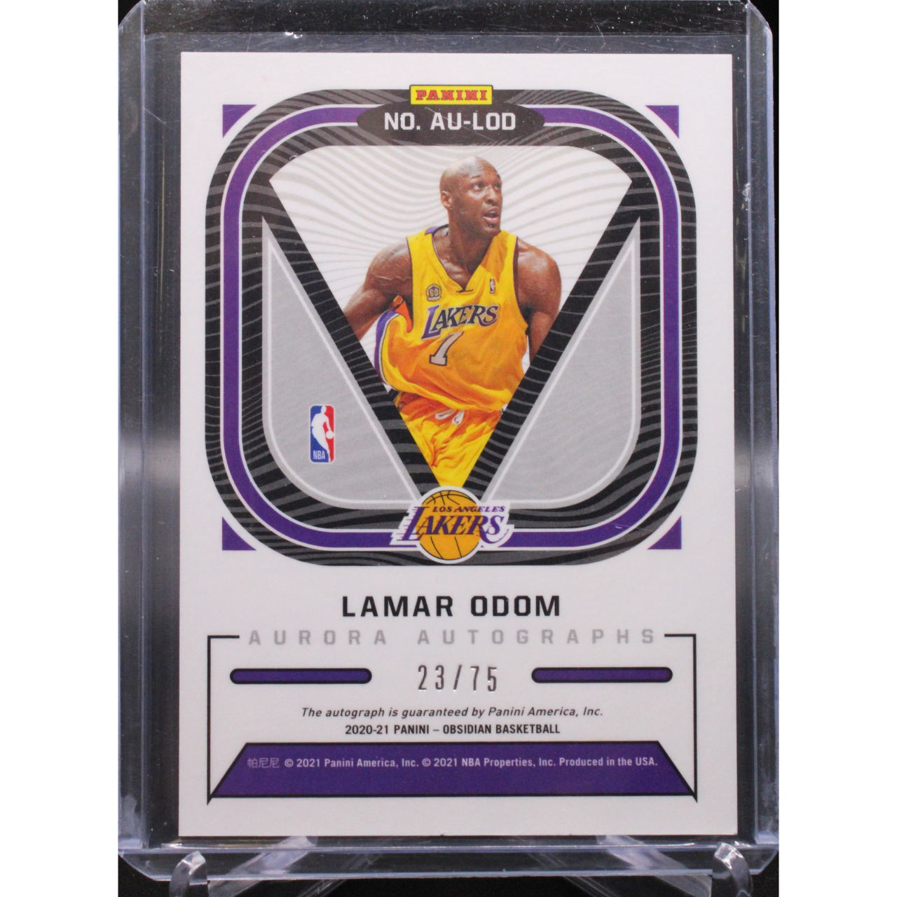 2020 Panini Obsidian Basketball - Lamar Odom AU-LOD - Aurora Autographs Purple /75