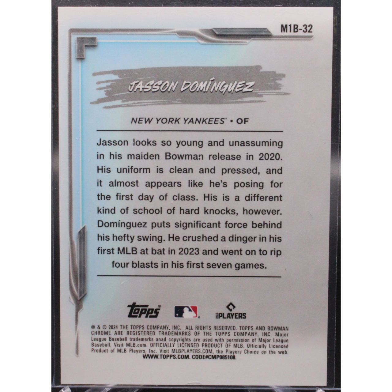 2024 Topps Bowman - Jasson Dominguez M1B-32 - My 1st Bowman Speckle /150