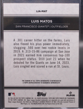 2024 Topps Tribute - Luis Matos LIA-MAT - Orange Auto /25