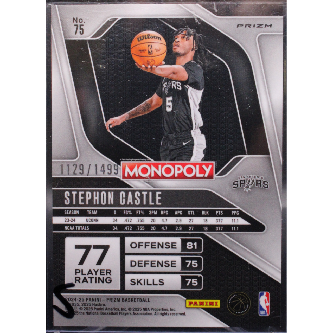 2024 Panini Prizm Monopoly - Stephon Castle 75 - Orange /1499