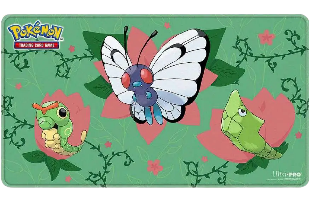 Caterpie Evolutions Stitched Playmat for the Pokémon Trading Card Game