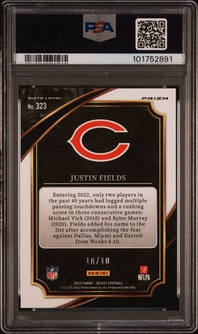 2022 Panini Select Football - Justin Fields #323 - Gold Prizm /10 - PSA 9