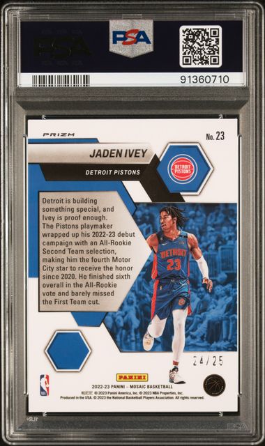 2022 Panini Mosaic - Jaden Ivey 23 - Montage White /25 - PSA 9