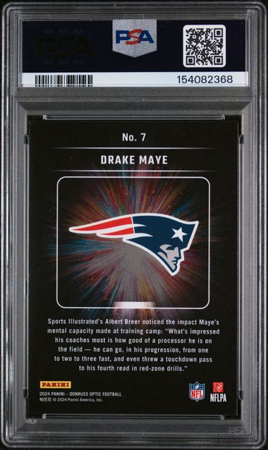2024 Panini Donruss Optic Football - Drake Maye - Light It Up Rookie Insert- PSA 10