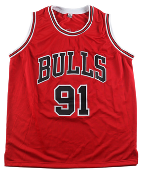 Dennis Rodman (HOF)  Signed Autographed Red Custom Jersey (JSA COA)