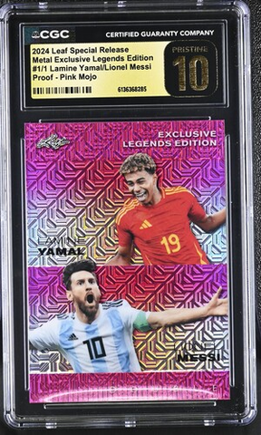 2024 Leaf Special Release Metal Exclusive Legends Edition - Lamine Yamal/Lionel Messi 1/1 - CGC 10