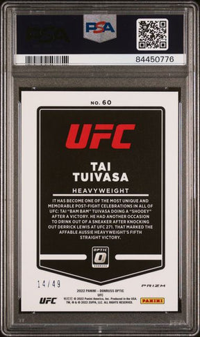2022 Panini Donruss Optic UFC Tai Tuivasa Orange Parallel 14/49 - PSA 9