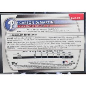 2025 Topps Bowman Chrome - Carson Demartini BMA-CD - Gold Mojo Auto 50/50