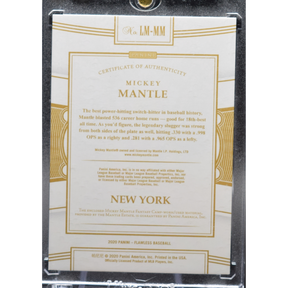 2020 Panini Flawless Baseball - Mickey Mantle LM-MM - Legendary Materials Red /20